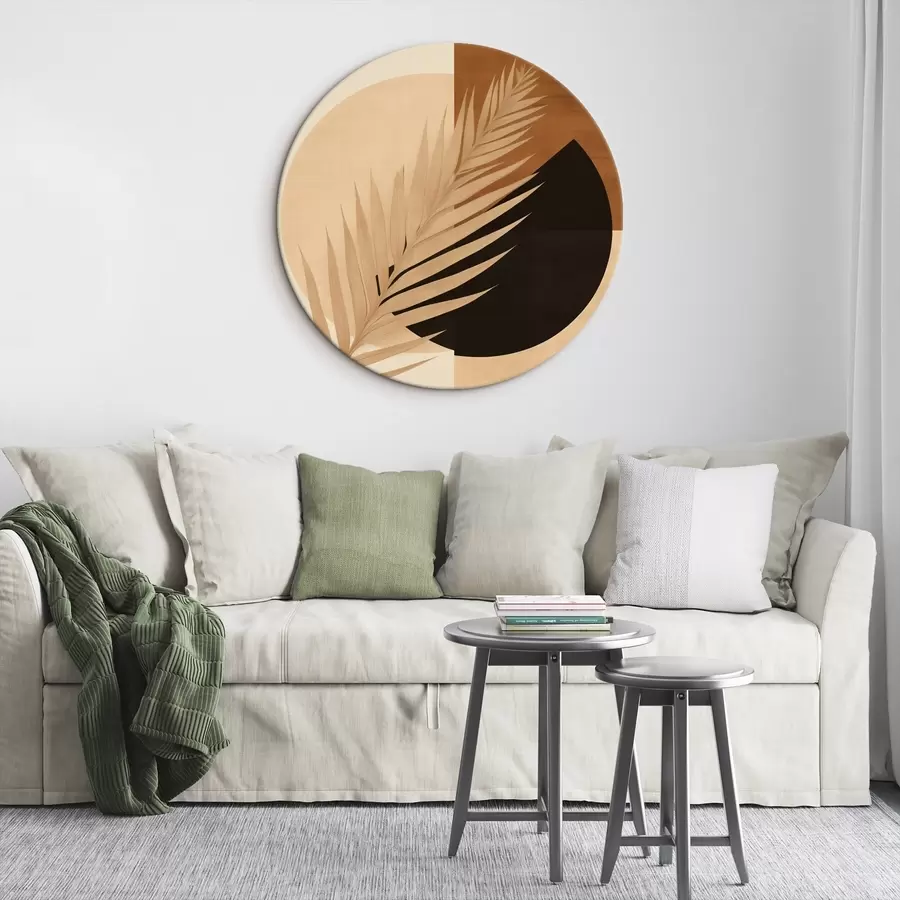 Glezna Palmu lapas uz terakotas un krēmkrāsas ģeometrijas r46490