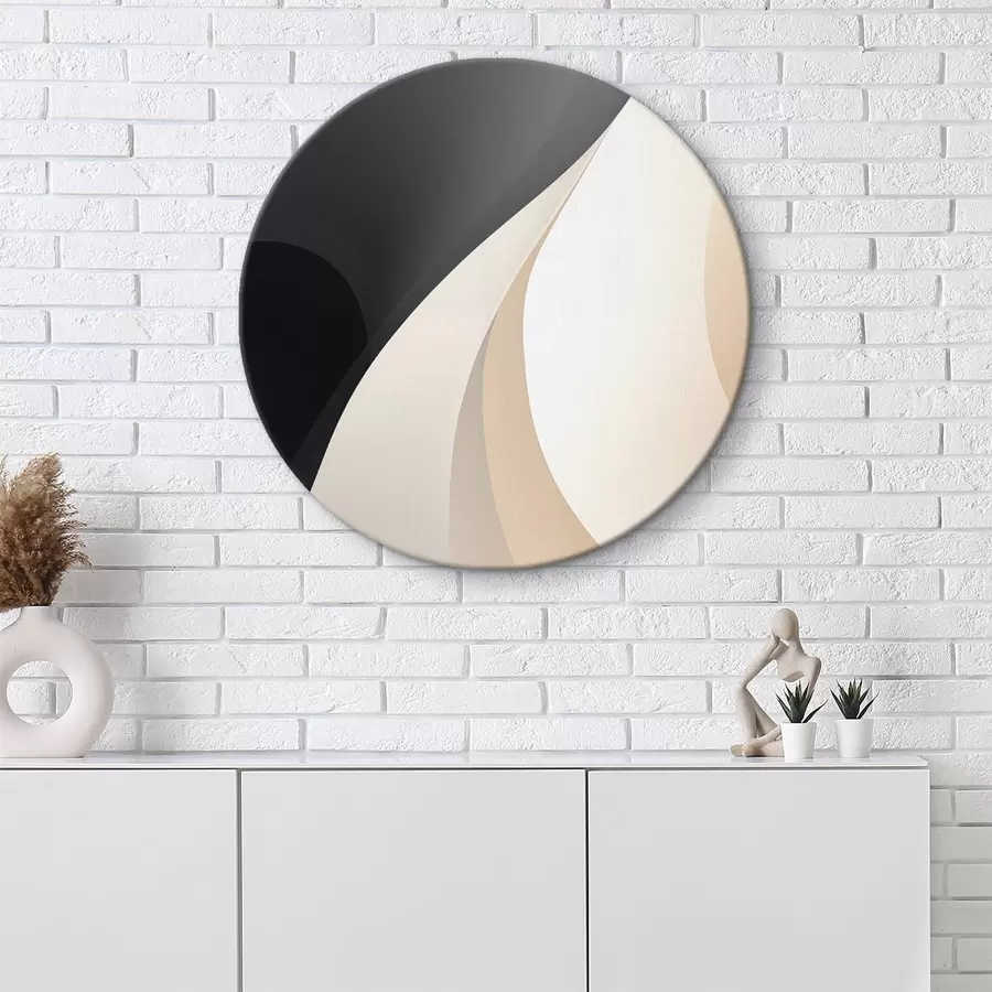 Glezna Gludas, pārklājošās līknes ogļu, ziloņkaula un smilšu krāsā r46493