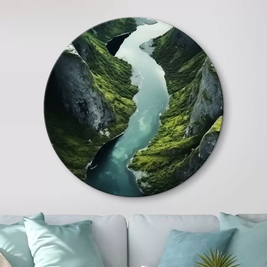 Glezna Līkumota upe starp klintīm, skats no gaisa r46521