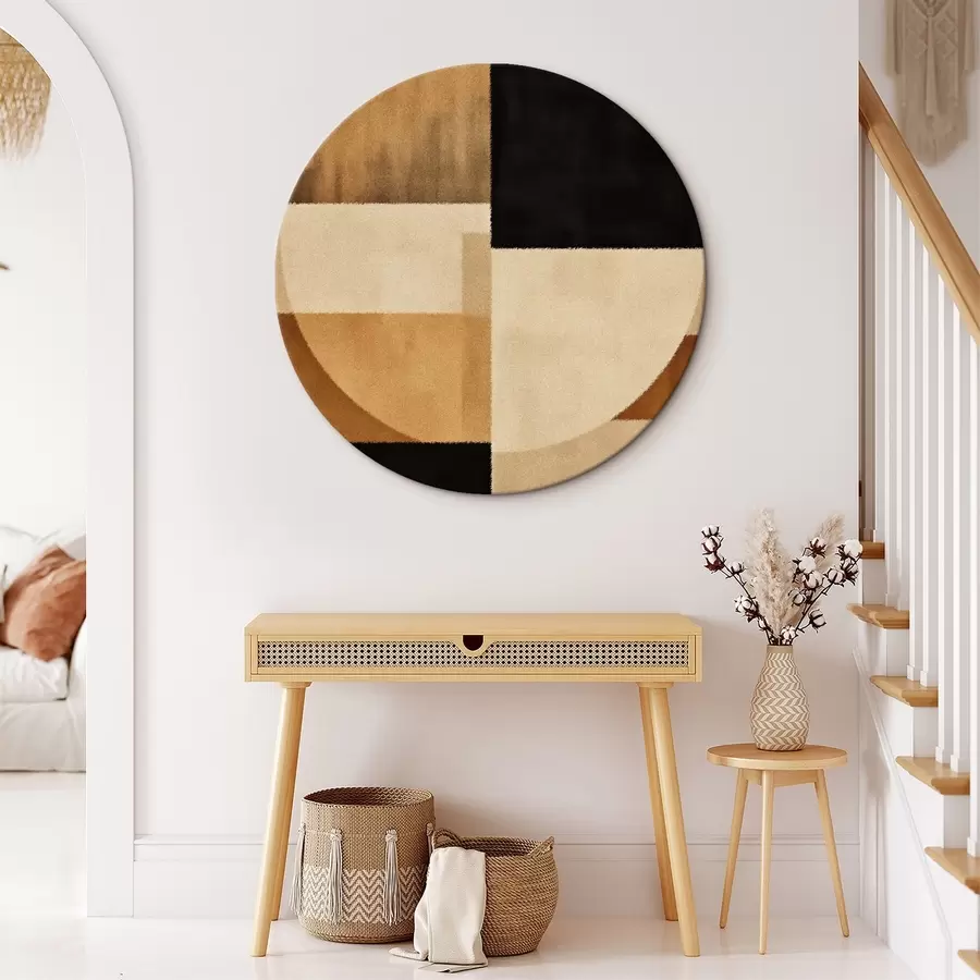 Glezna Pusapļi un kvadrāti siltos toņos, mīksta tekstūra r46531