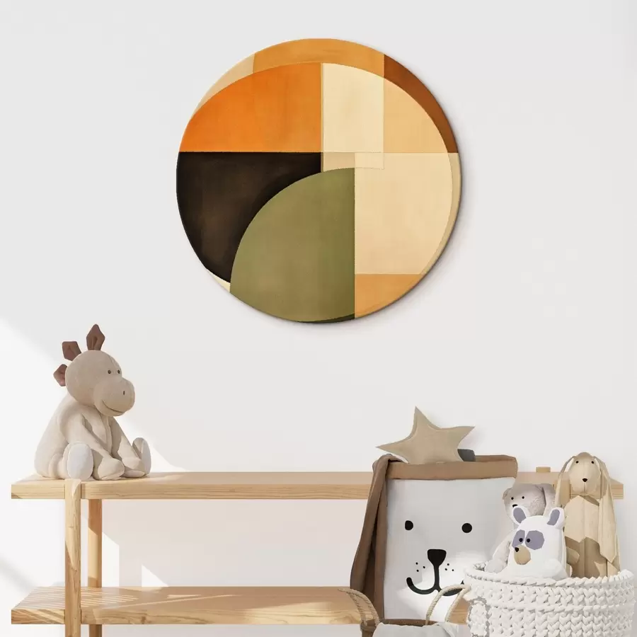 Glezna Krustojošies apļi smilškrāsas un olīvu krāsas toņos r46537