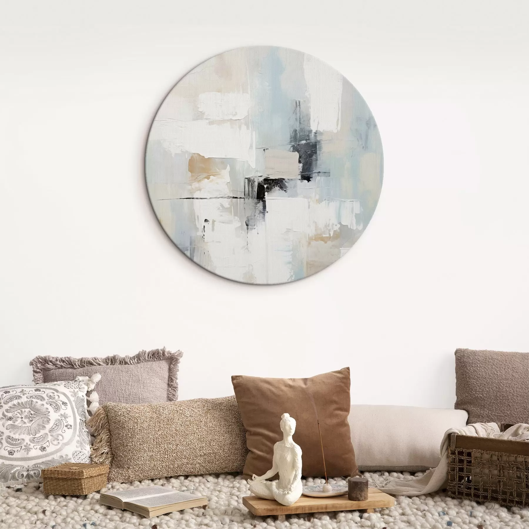 Glezna Gaišā toņos abstrakts ar melnu akcentu r46548