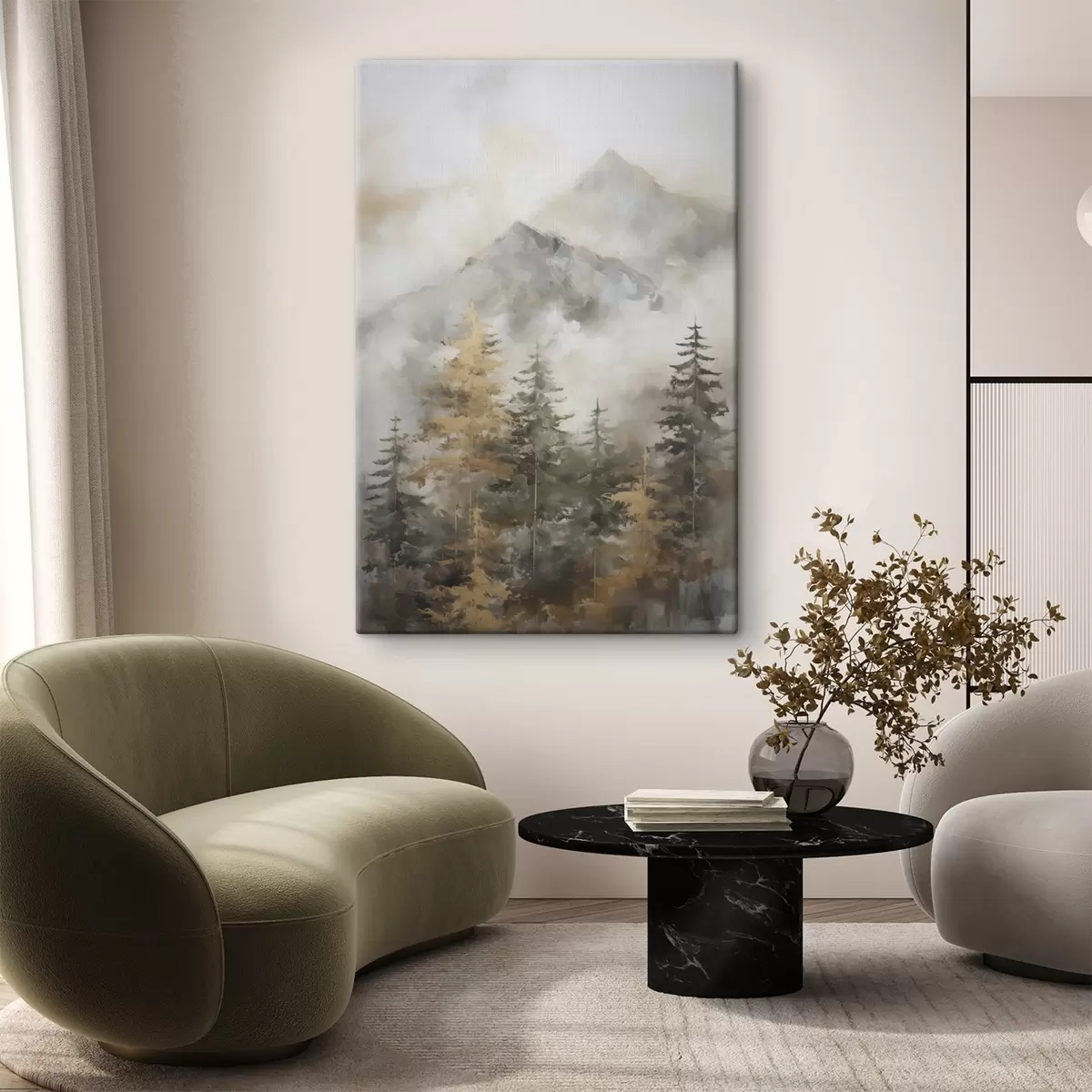 Glezna Mežs kalnu fonā, glezna s46670