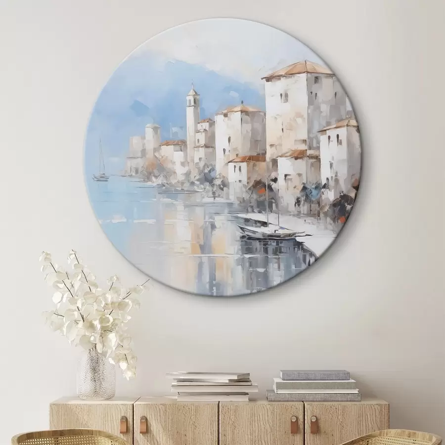 Glezna Abstraktas mājas pie līča gleznas imitācija r46673