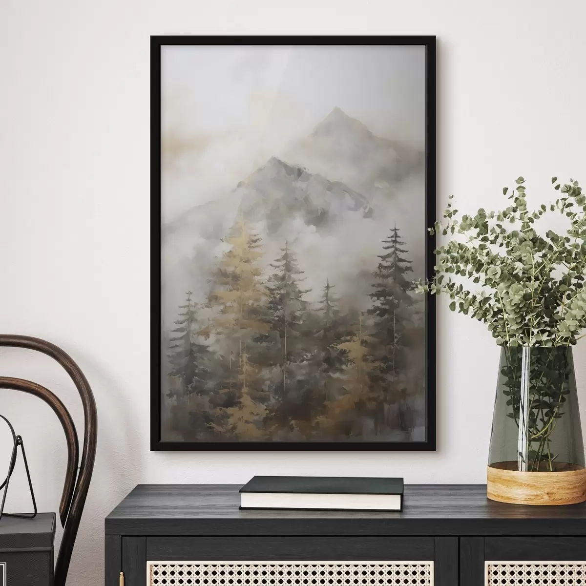 Plakāts Mežs kalnu fonā, glezna f46670