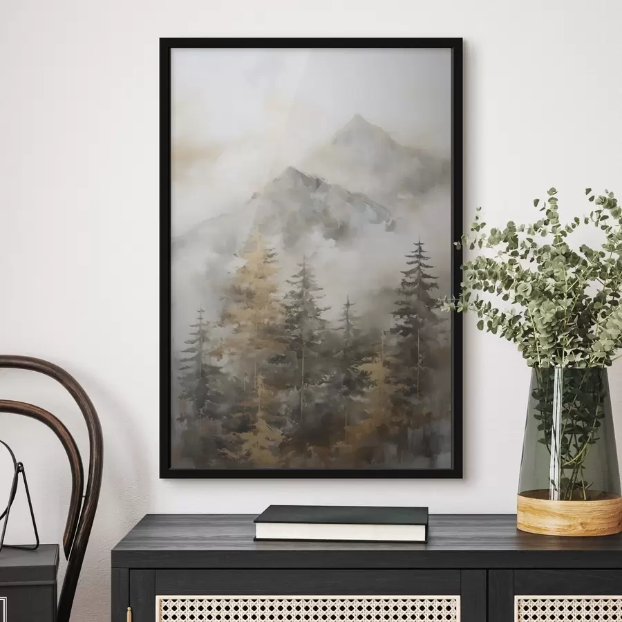 Fototapetes Mežs kalnu fonā, glezna f46670