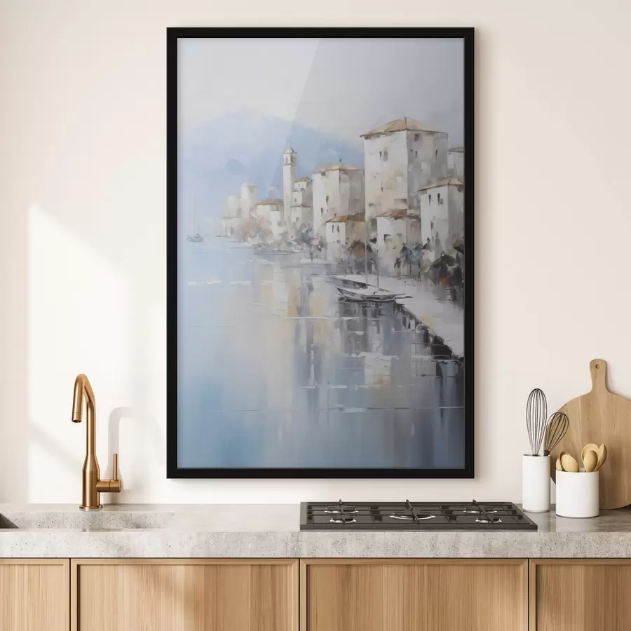 Fototapetes Abstraktas mājas pie līča gleznas imitācija f46673