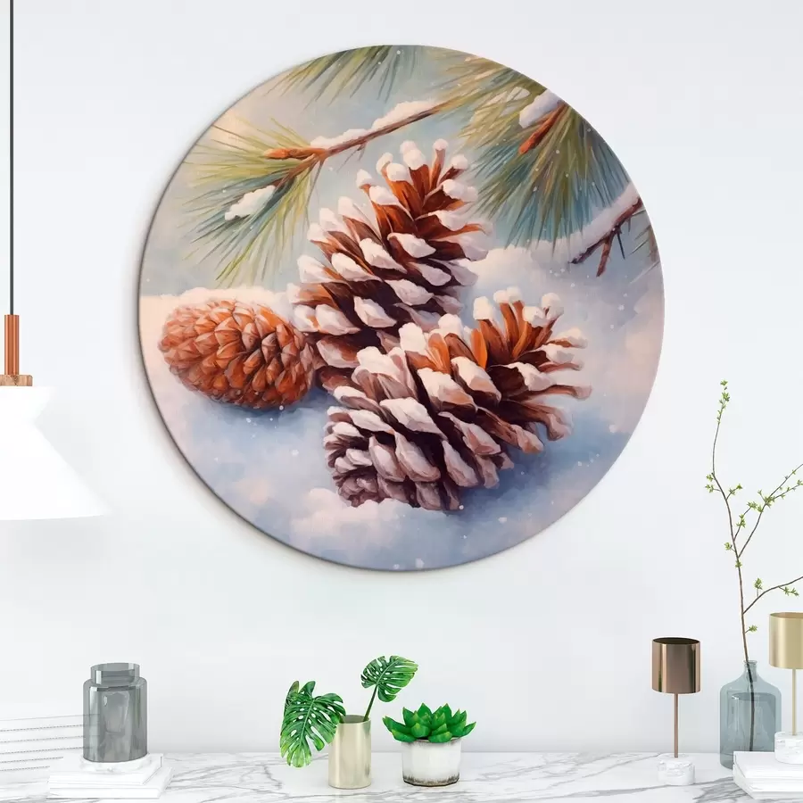 Glezna Sniega klātas priežu čiekuri un zari r46631