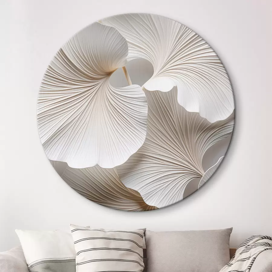 Glezna Baltas ginkgo biloba lapas ar izteiktām vēnām, maigu apgaismojumu, teksturētu elegantu un minimālistisku dizainu r46705