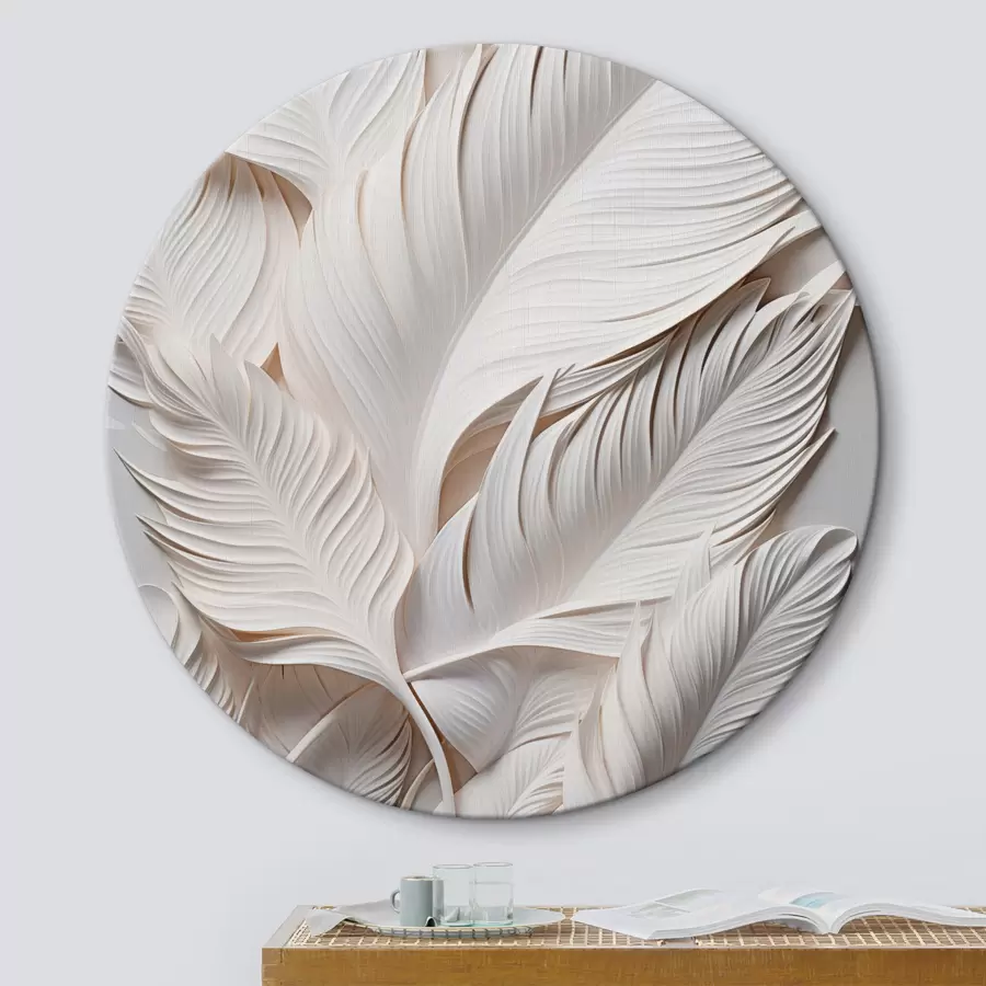 Glezna Baltas lapas ar sarežģītiem detaļiem, radot teksturētu un slāņotu efektu, minimālisma māksla r46706