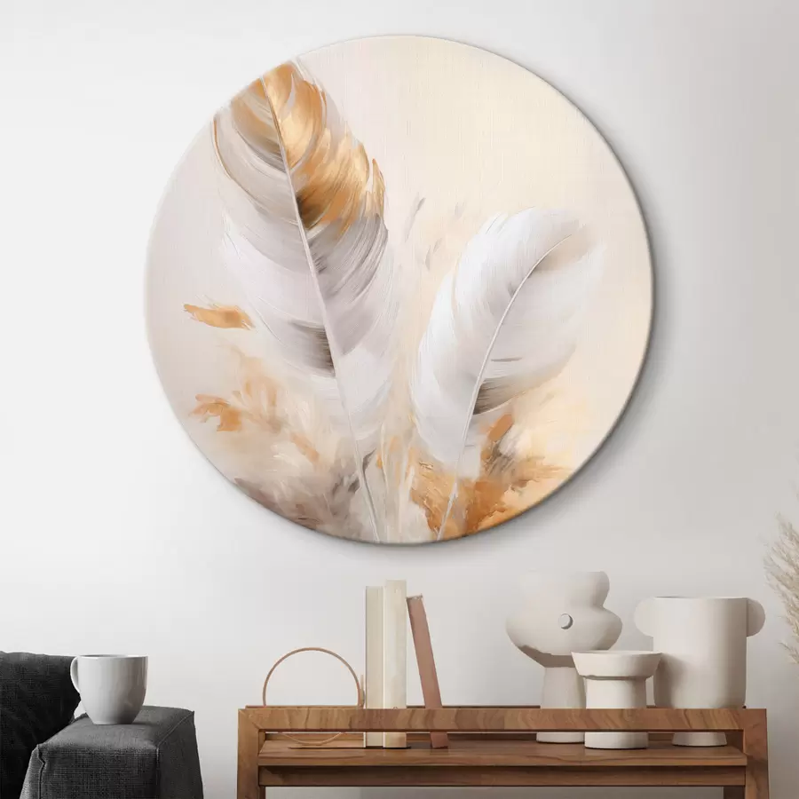 Glezna Abstraktas spalvas, apņemtas ar smilškrāsas un brūnas plūmas, maigas un delikātas, uz gaiši smilškrāsas fona. r46711