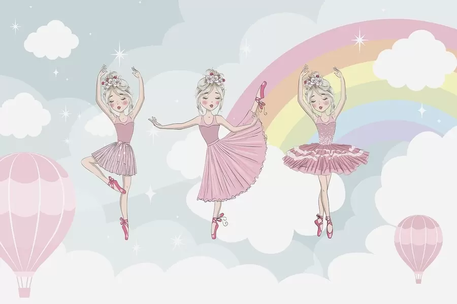 Fototapetes Princeses pret debesu un varavīksnes fonu w04907