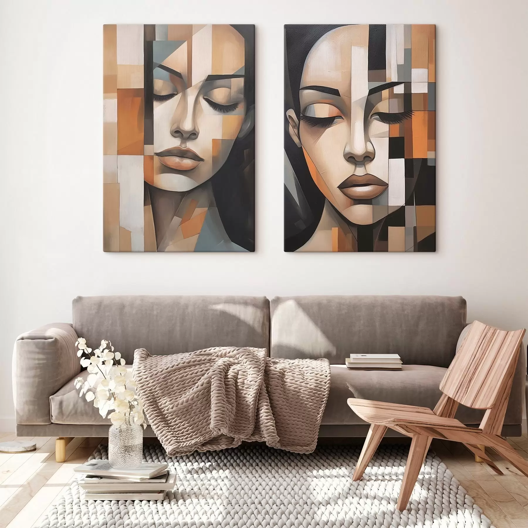 Glezna Kubisma stila sievietes portrets m01023