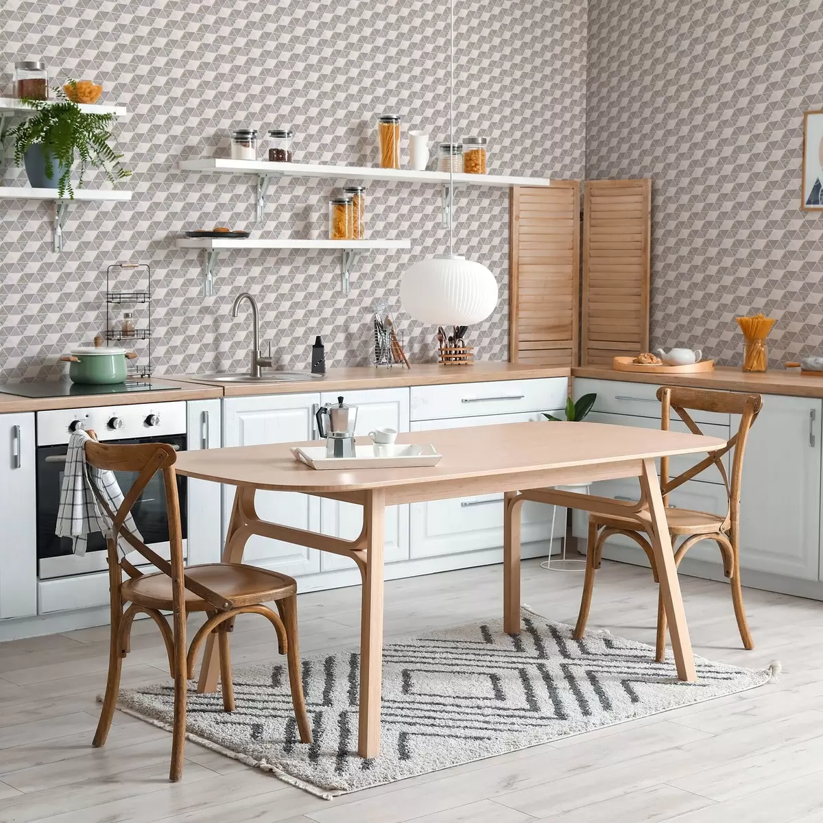 Tapetes Trijstūri ar teksturētiem ieliktņiem, ceriņi-pelēks maisījums a00917