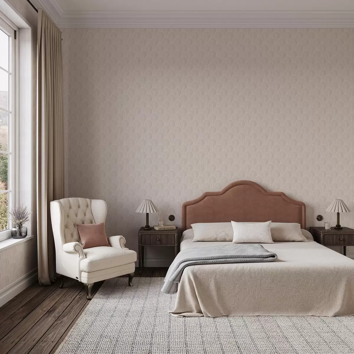 Tapetes Mazi arkas moduļi siltos krēmkrāsas toņos a00924