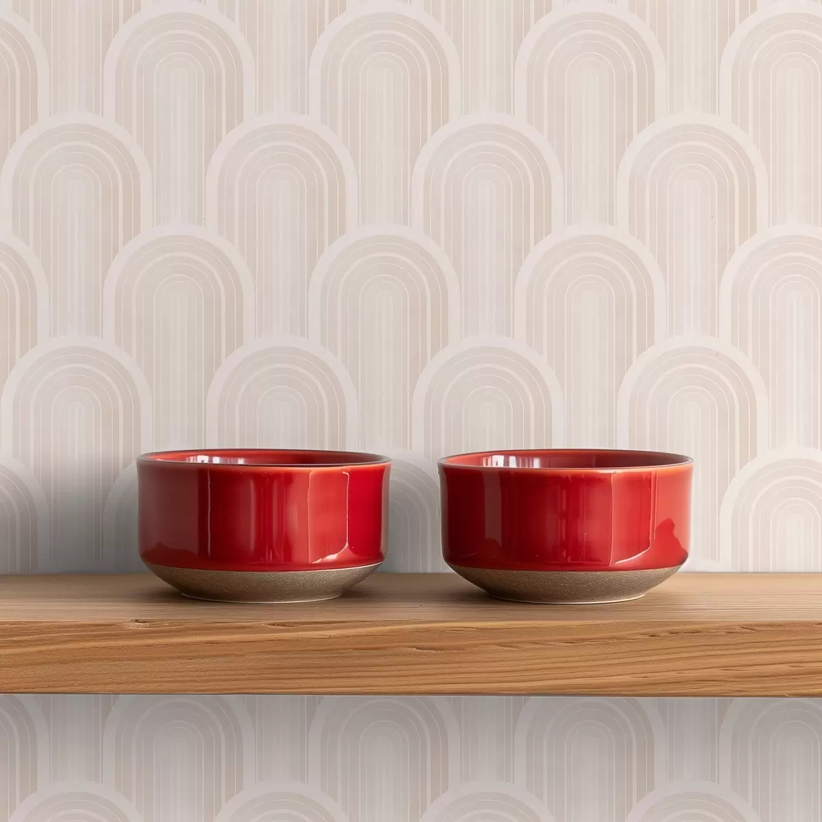 Tapetes Mazi arkas moduļi siltos krēmkrāsas toņos a00924