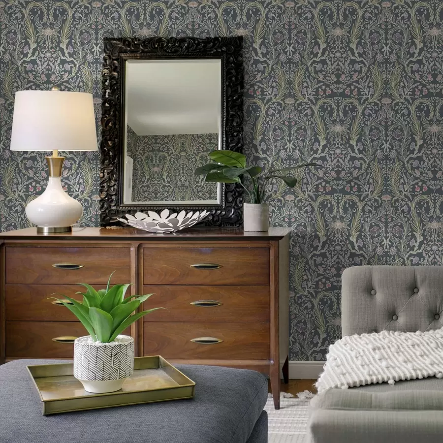 Fototapetes Tas pats ornamenti uz vēsā pelēkā-zila fona a00928v1