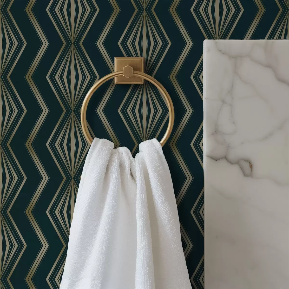 Tapetes Tumši zaļgani zils dimantu ģeometriskais raksts a00973v1