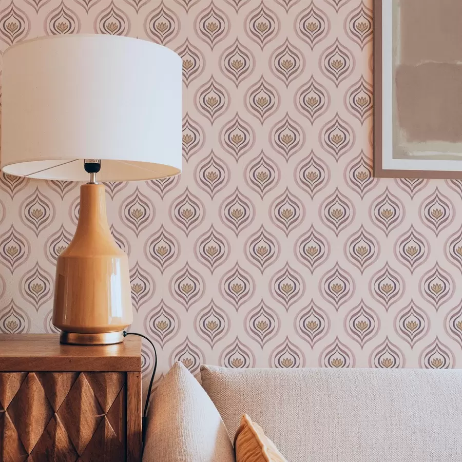 Fototapetes Ritmiskais pilienu motīvs ar ziedu uz pūderveida fona a00977