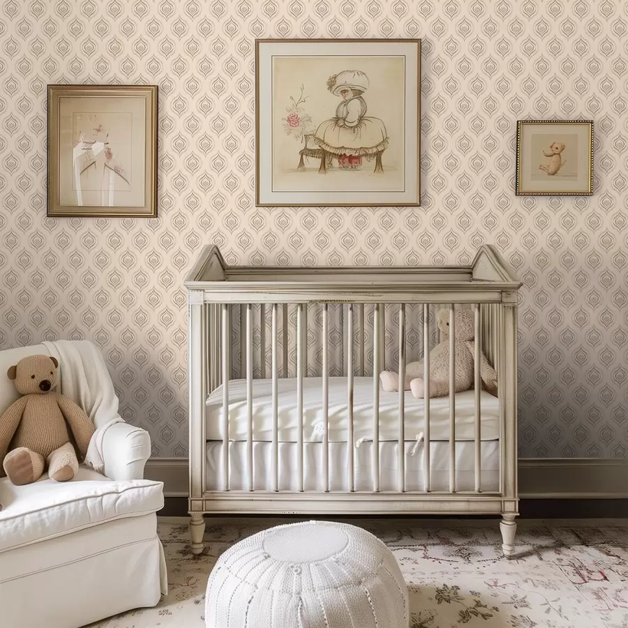 Fototapetes Pūderveida pilienu motīvi ar ziedu uz siltā fona a00977v2