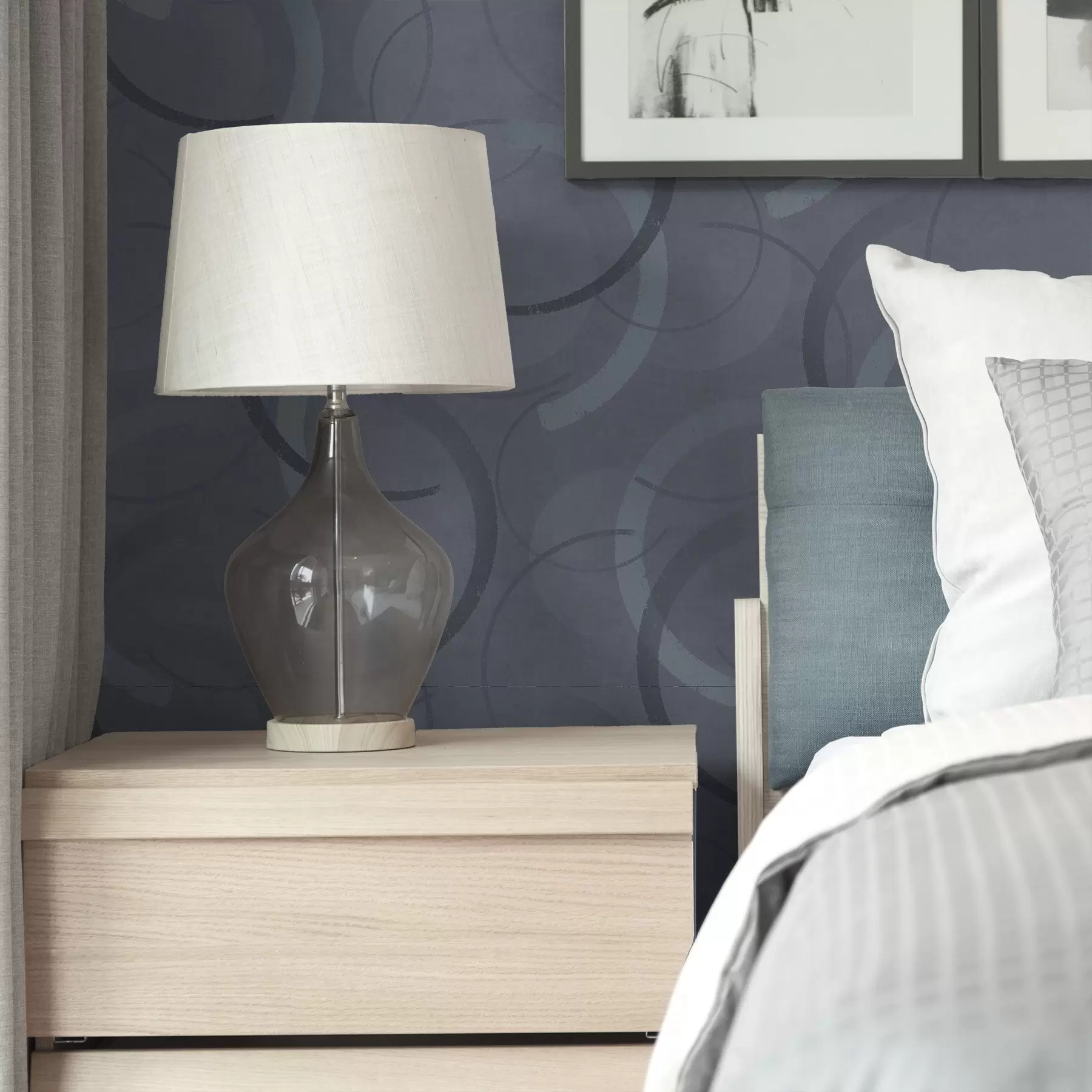 Fototapetes Pusapļi un maigi apļi vēsā pelēkā un zilā krāsu gamā a00980