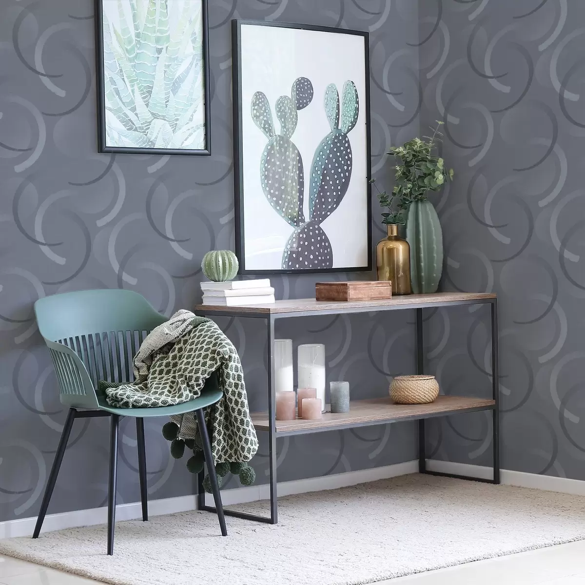 Tapetes Pelēki pusapļi un izplūduši apļi uz teksturēta fona a00981