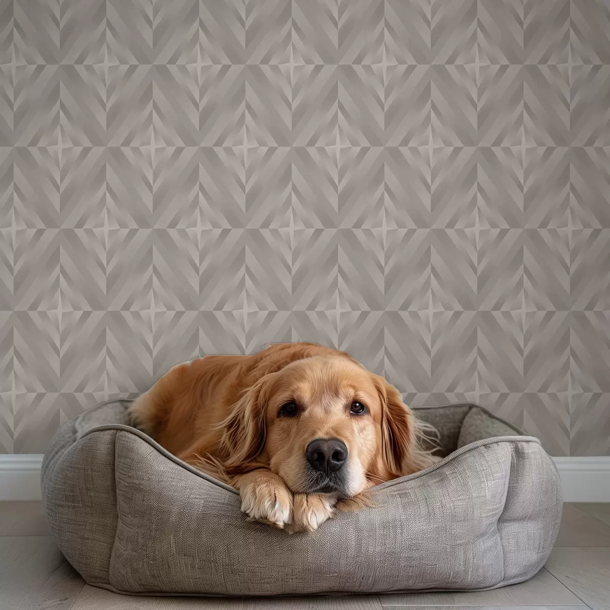 Tapetes Ģeometriski kvadrāti ar bultiņām siltos smilškrāsas toņos a00982