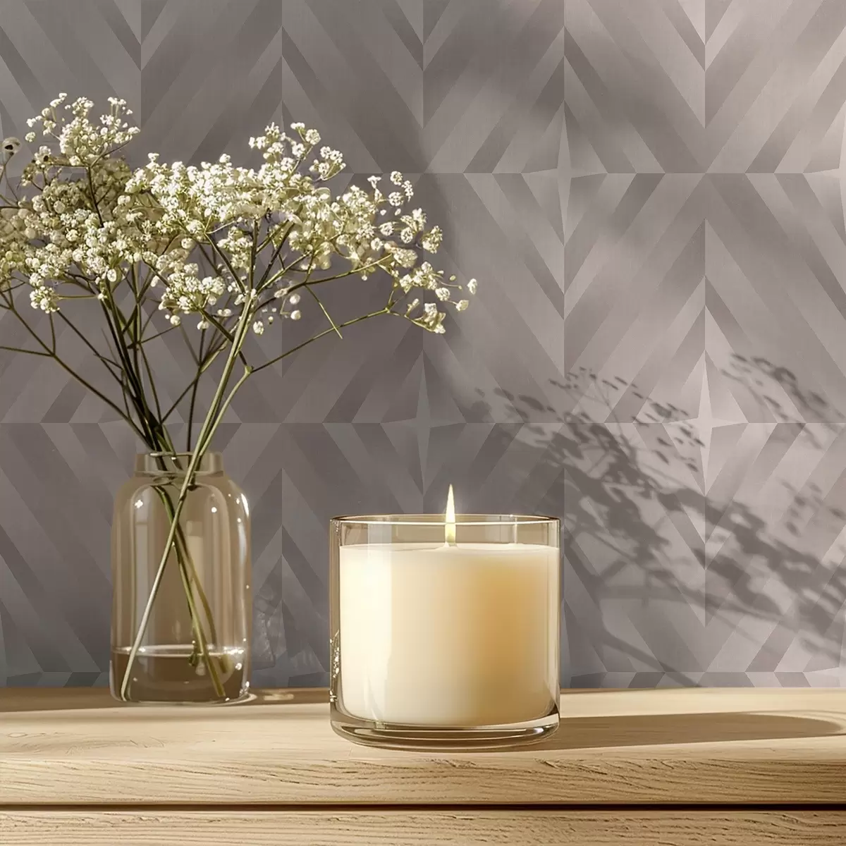 Tapetes Ģeometriski kvadrāti ar bultiņām siltos smilškrāsas toņos a00982