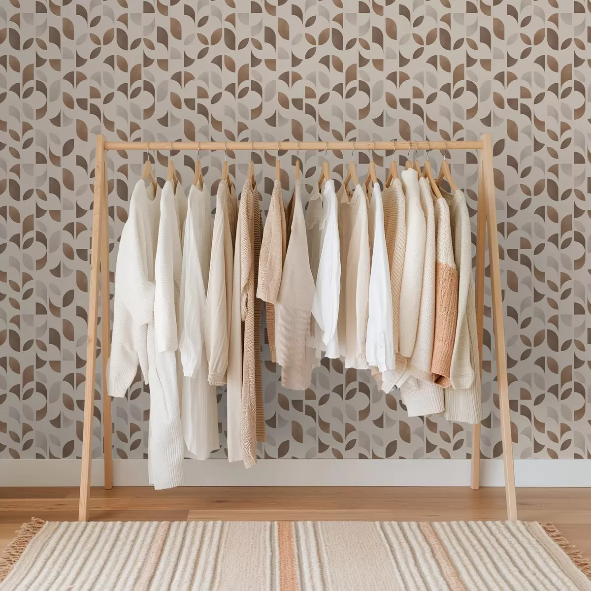 Tapetes Pusapļu un lapu ritms siltos karameles brūnos toņos a00986v1