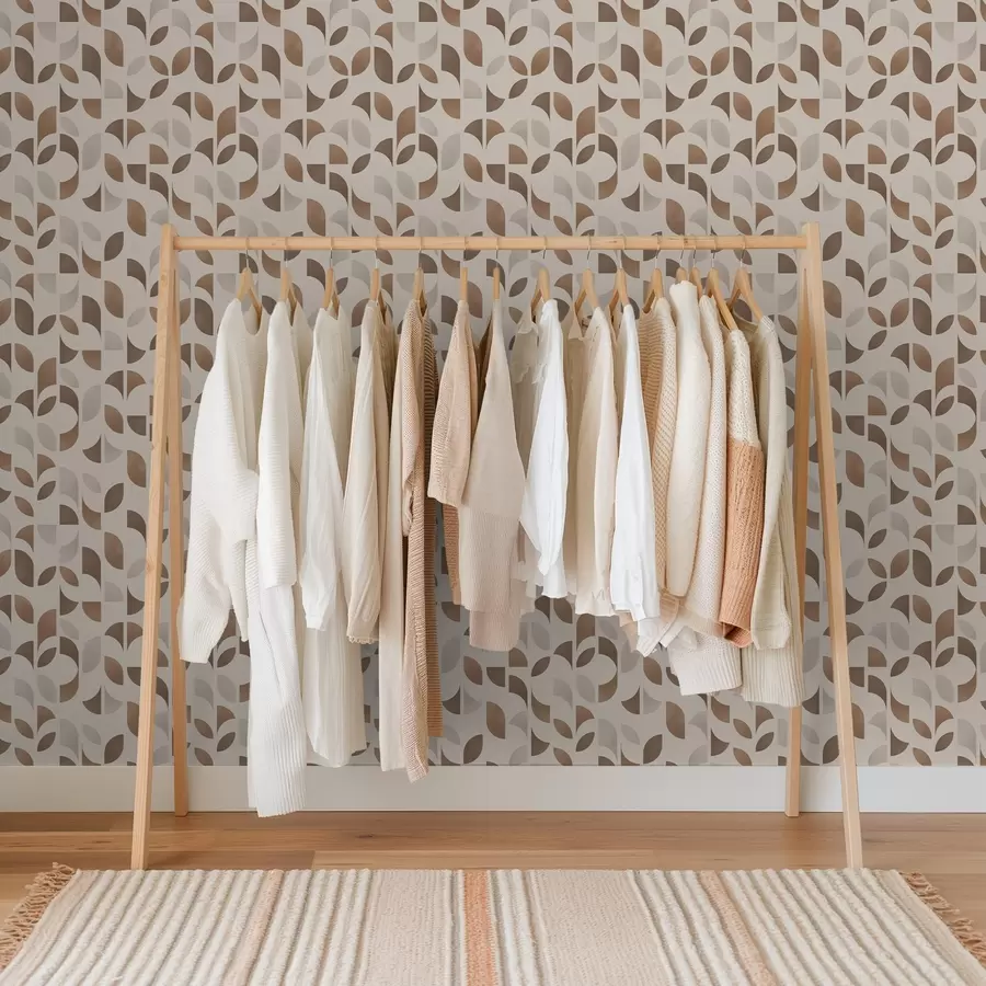 Fototapetes Pusapļu un lapu ritms siltos karameles brūnos toņos a00986v1