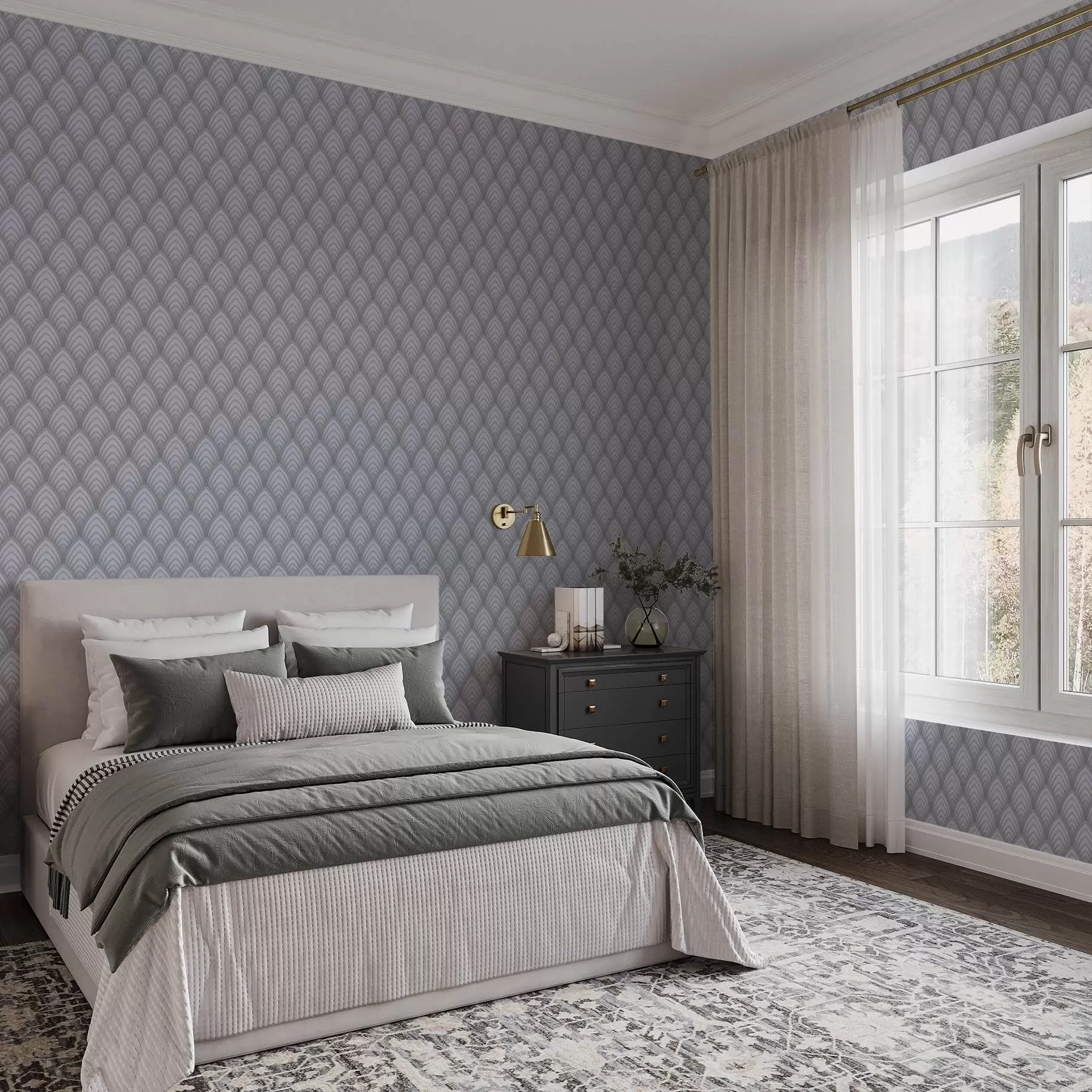 Fototapetes Apjoma pelēkā toņu loki ar maigu gradāciju a00989