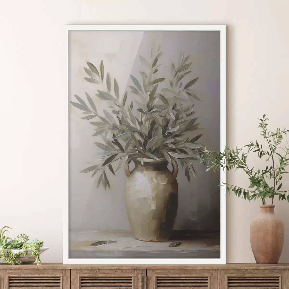Plakāts Olīvu zari vāzē imitācijas glezna f46758