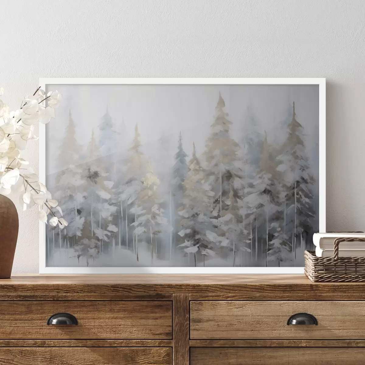 Plakāts Ziemas meža imitācijas glezna f46762