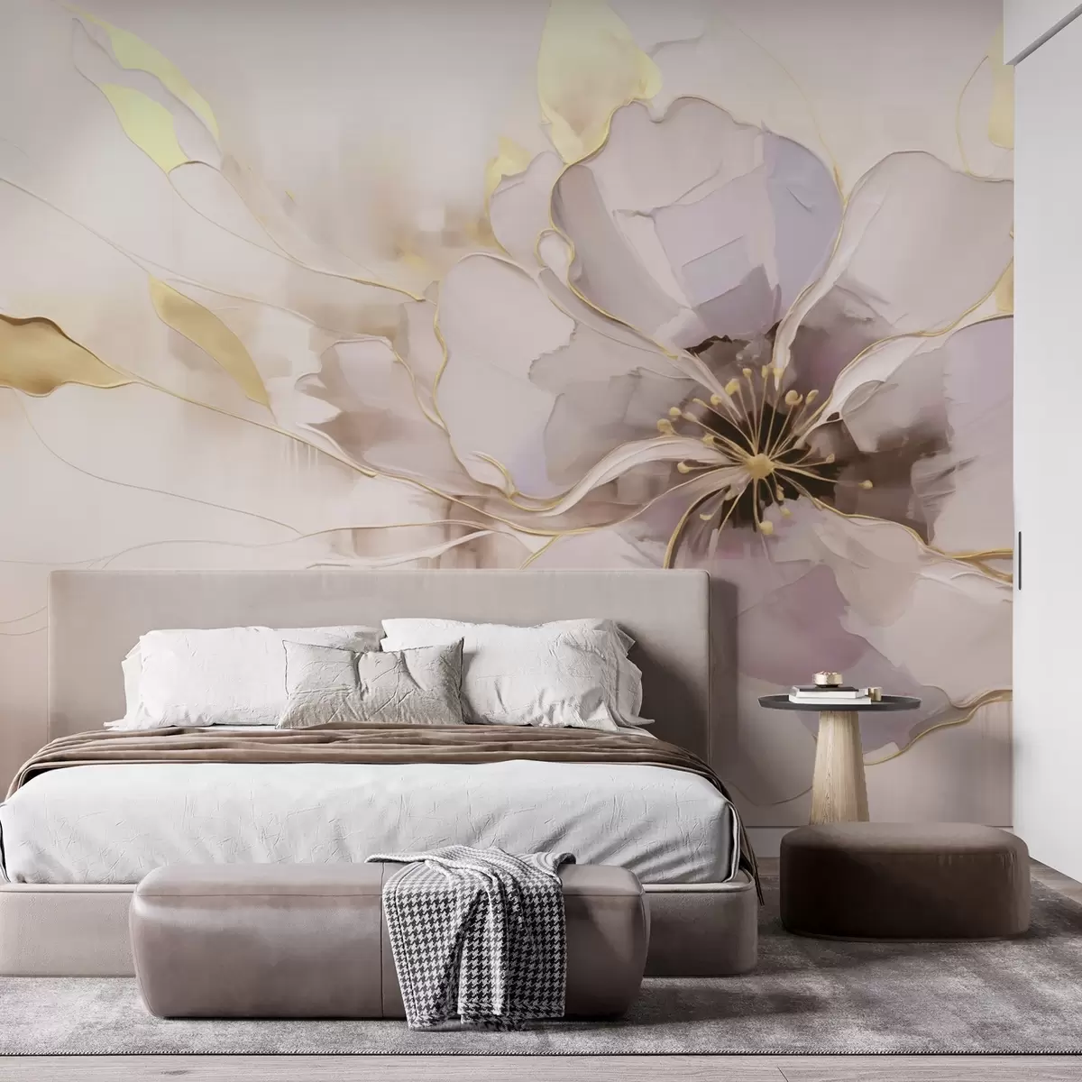 Fototapetes Zils zieds ar dzelteniem akcentiem abstraktā otu triepiena stilā w09505