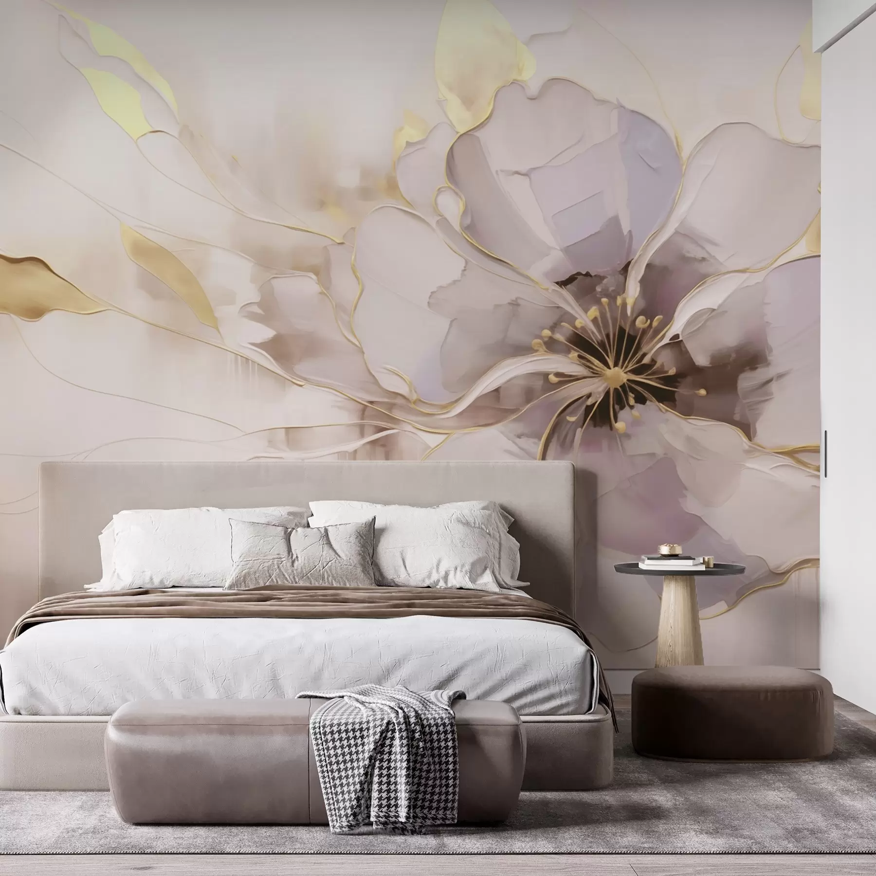 Fototapetes Zils zieds ar dzelteniem akcentiem abstraktā otu triepiena stilā w09505