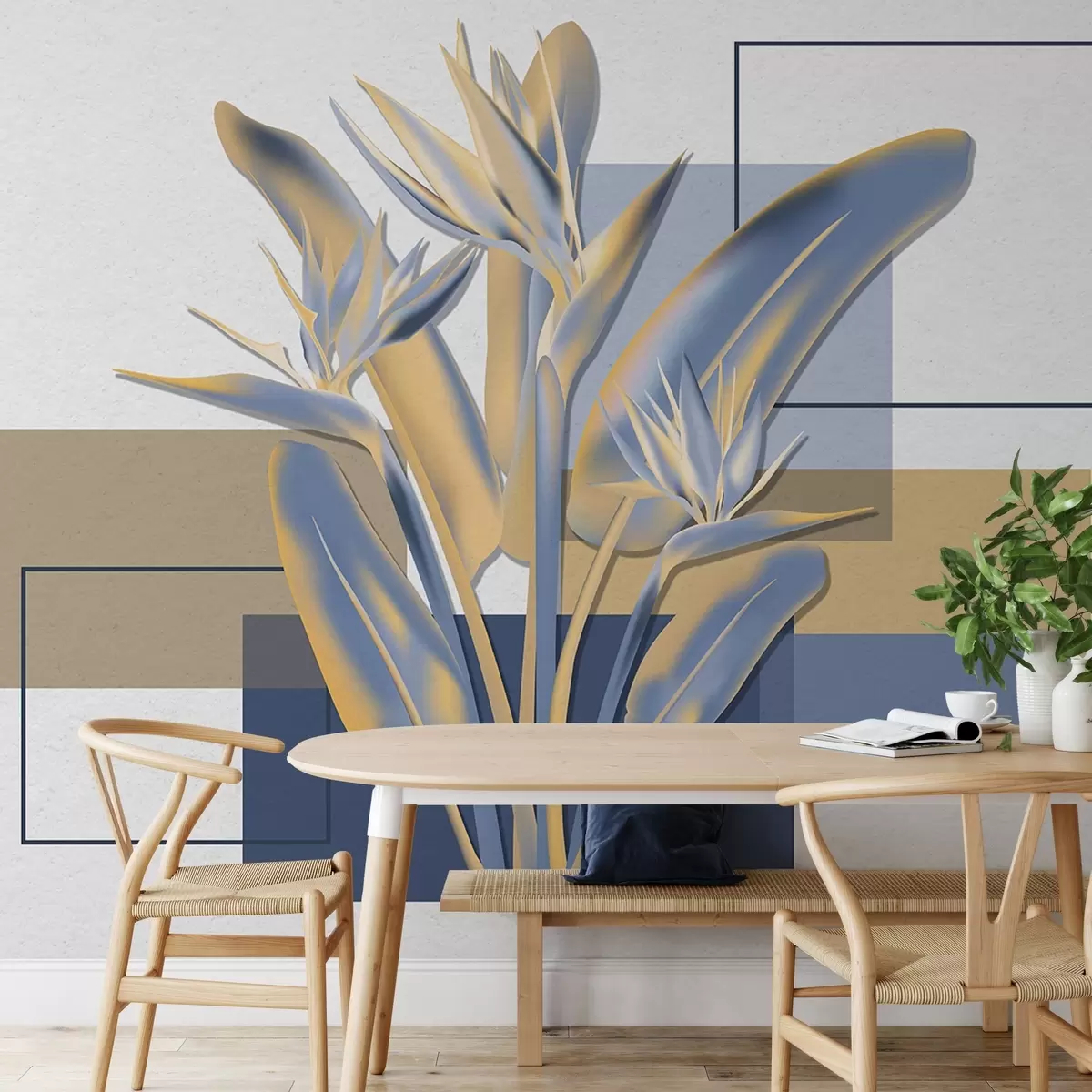 Fototapetes Strelitzia un geometria w04949v1