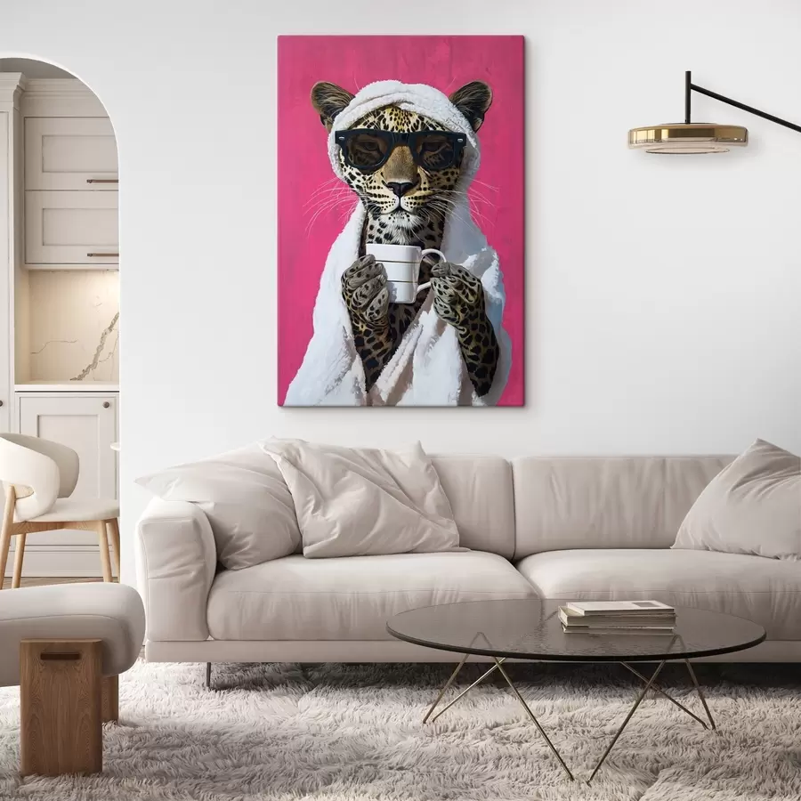 Glezna Ģepards ar kafiju s46791