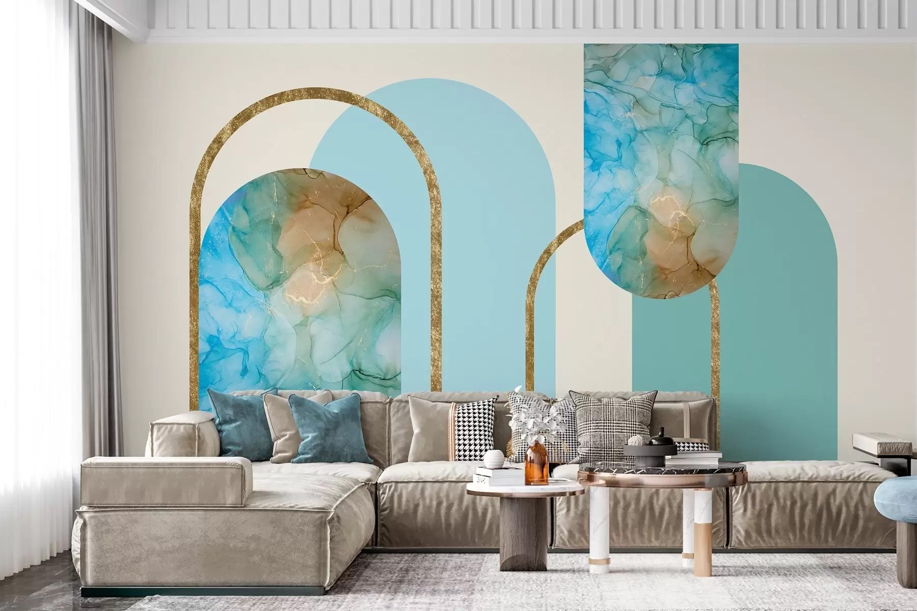 Fototapetes eleganti arkas ar mākslīgā marmora apdari art deco stilā w04879