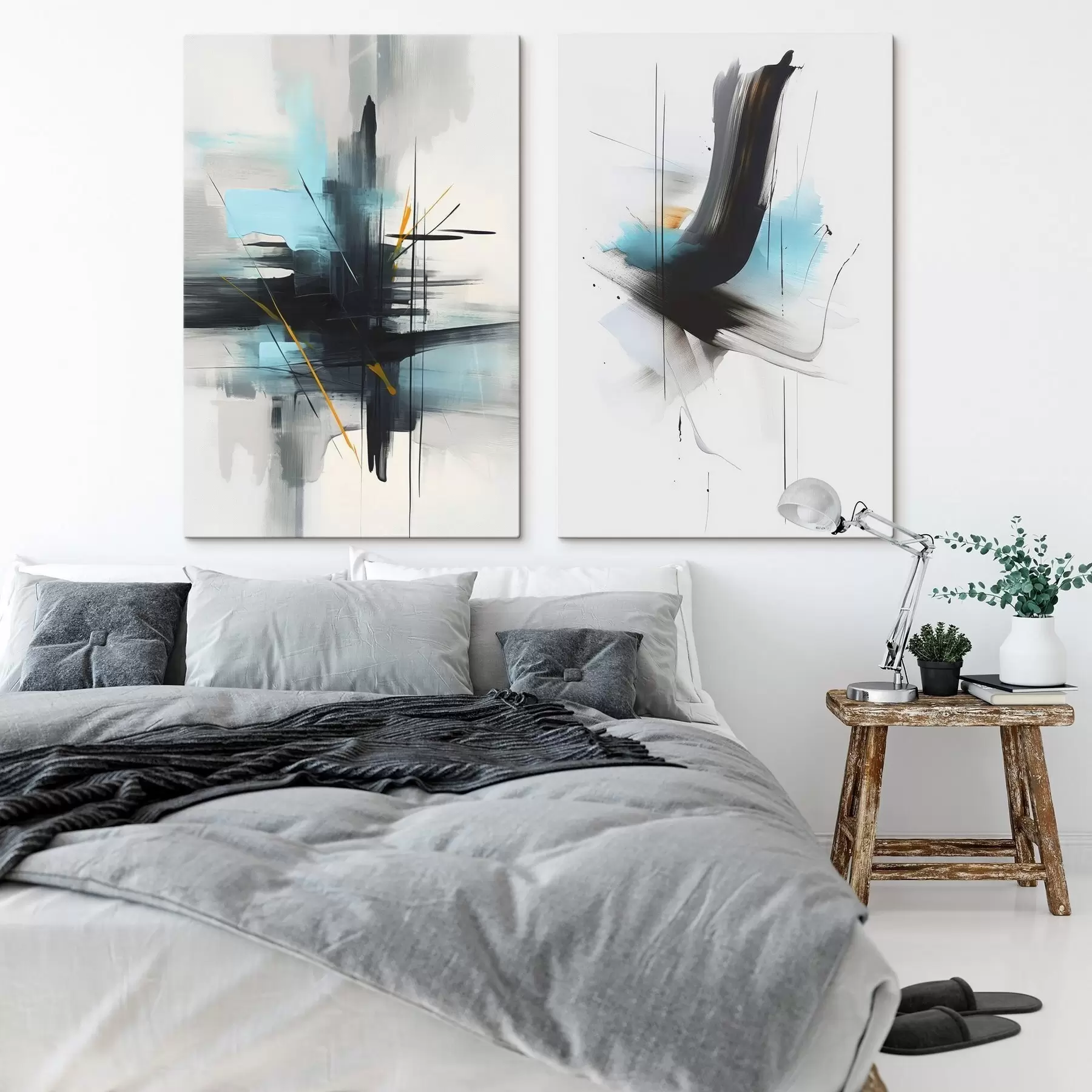 Glezna Abstrakcija ar šļakatu un otu triepienu imitāciju m01037