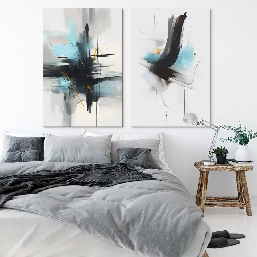 Glezna Abstrakcija ar šļakatu un otu triepienu imitāciju m01037