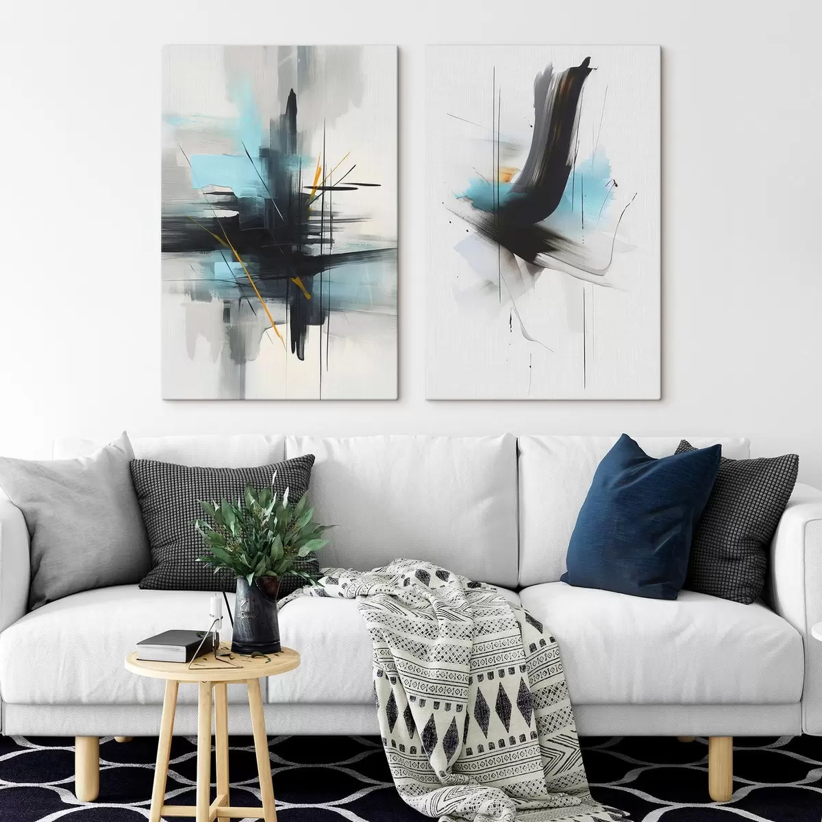 Glezna Abstrakcija ar šļakatu un otu triepienu imitāciju m01037