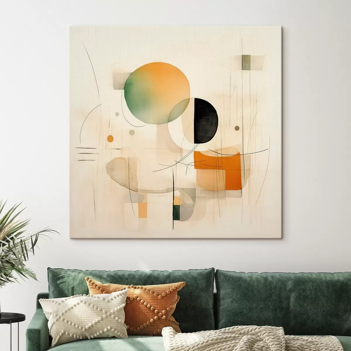 Glezna Ģeometriski akcenti maigā krāsu gamā modernā minimālisma stilā s46640