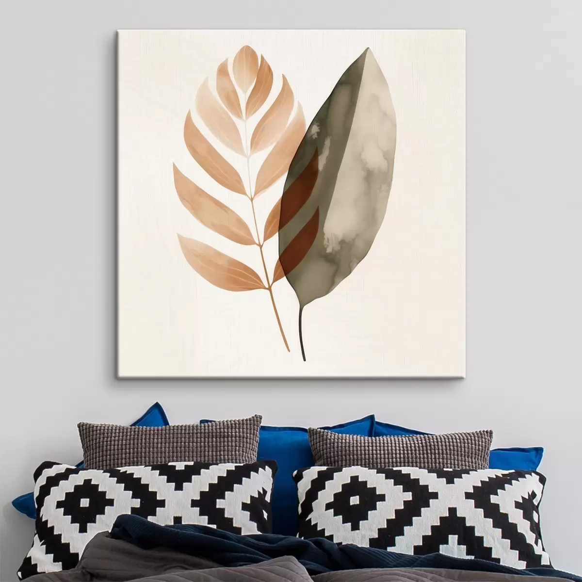 Glezna Divu lapu siluetu duets akvareļa abstrakcijā s46645