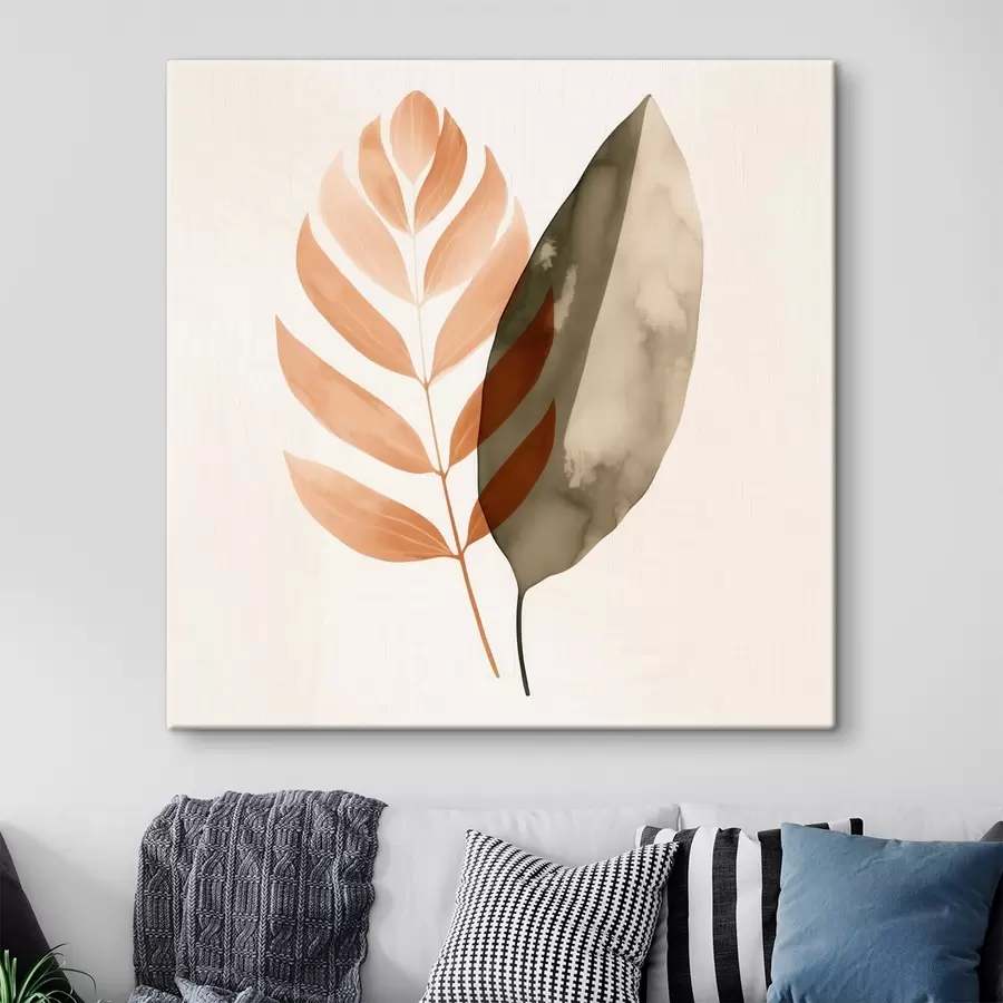 Glezna Divu lapu siluetu duets akvareļa abstrakcijā s46645