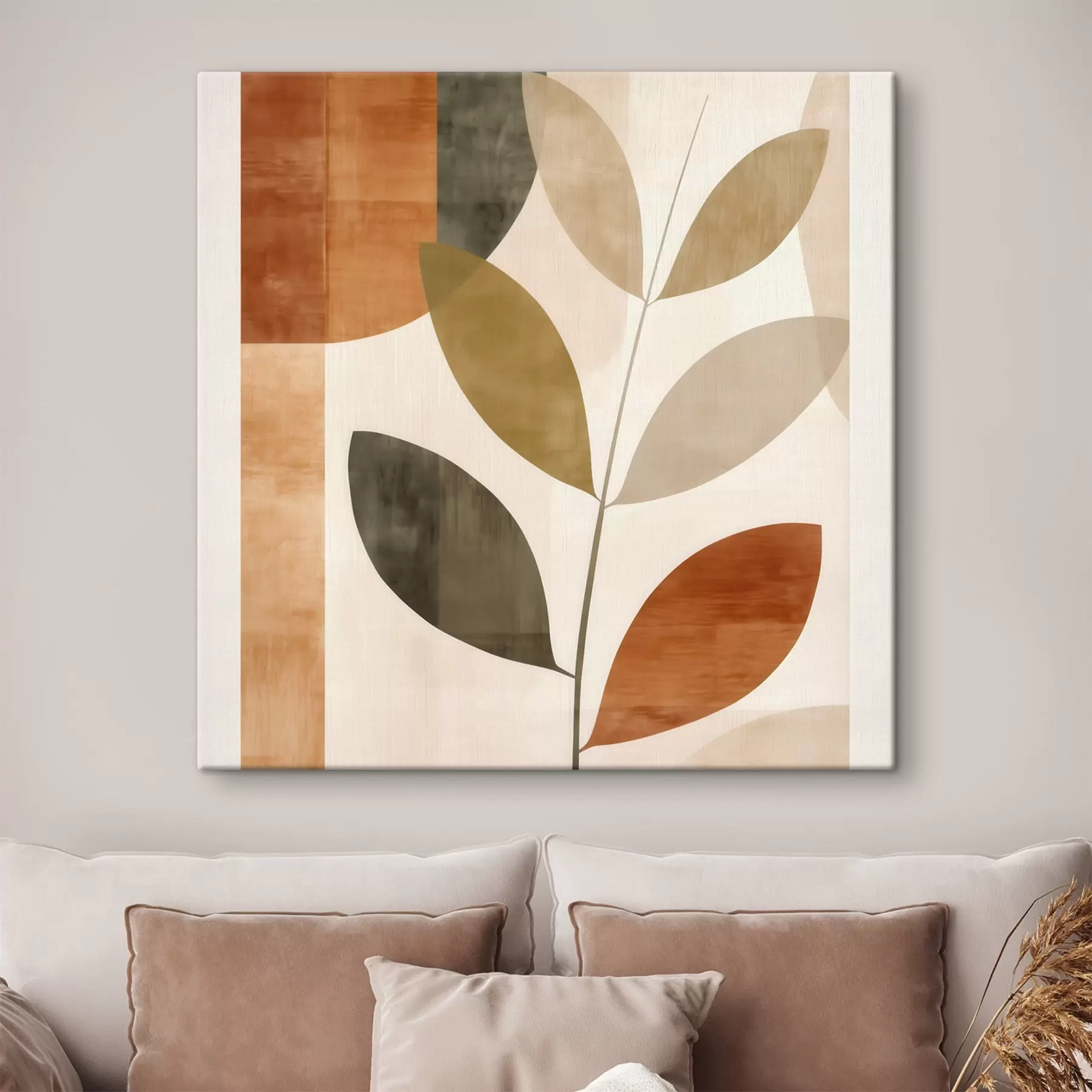Glezna Siltu lapu kompozīcija liriskā minimālisma stilā s46646