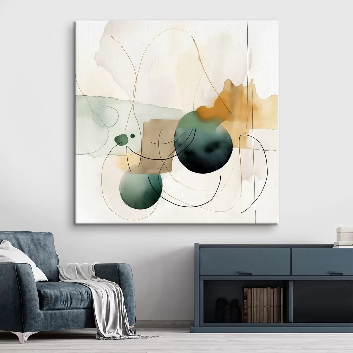 Glezna Noapaļotu siluetu ritms modernā akvareļu stilā s46648