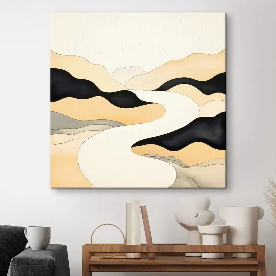 Glezna Mākslinieciska kompozīcija ar kontrastējošiem akcentiem siltos toņos s46663