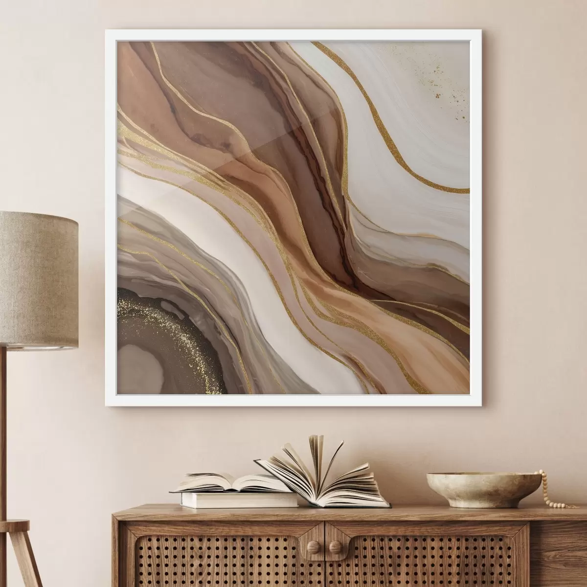 Plakāts Akmens kompozīcija koka toņos f46642