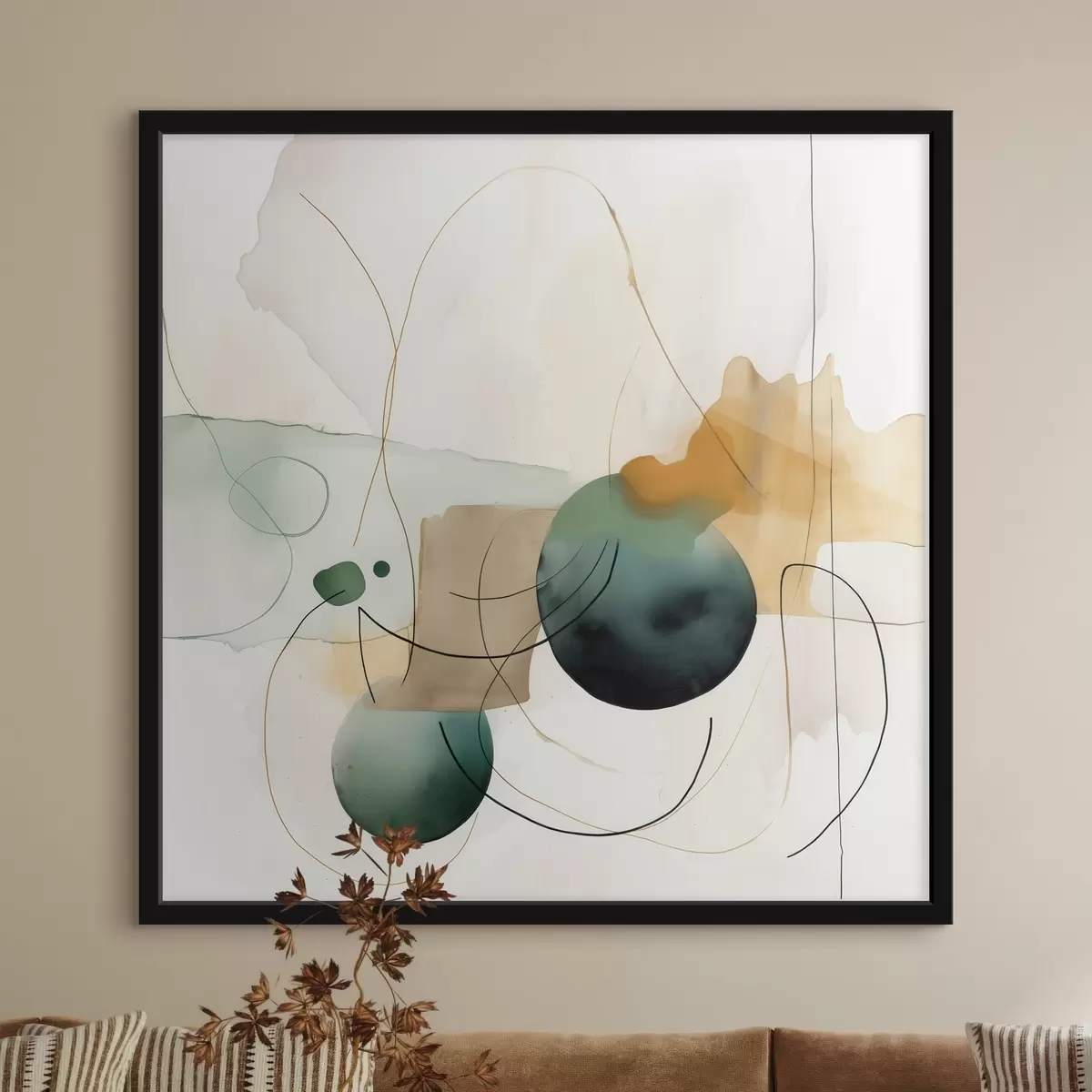 Plakāts Noapaļotu siluetu ritms modernā akvareļu stilā f46648