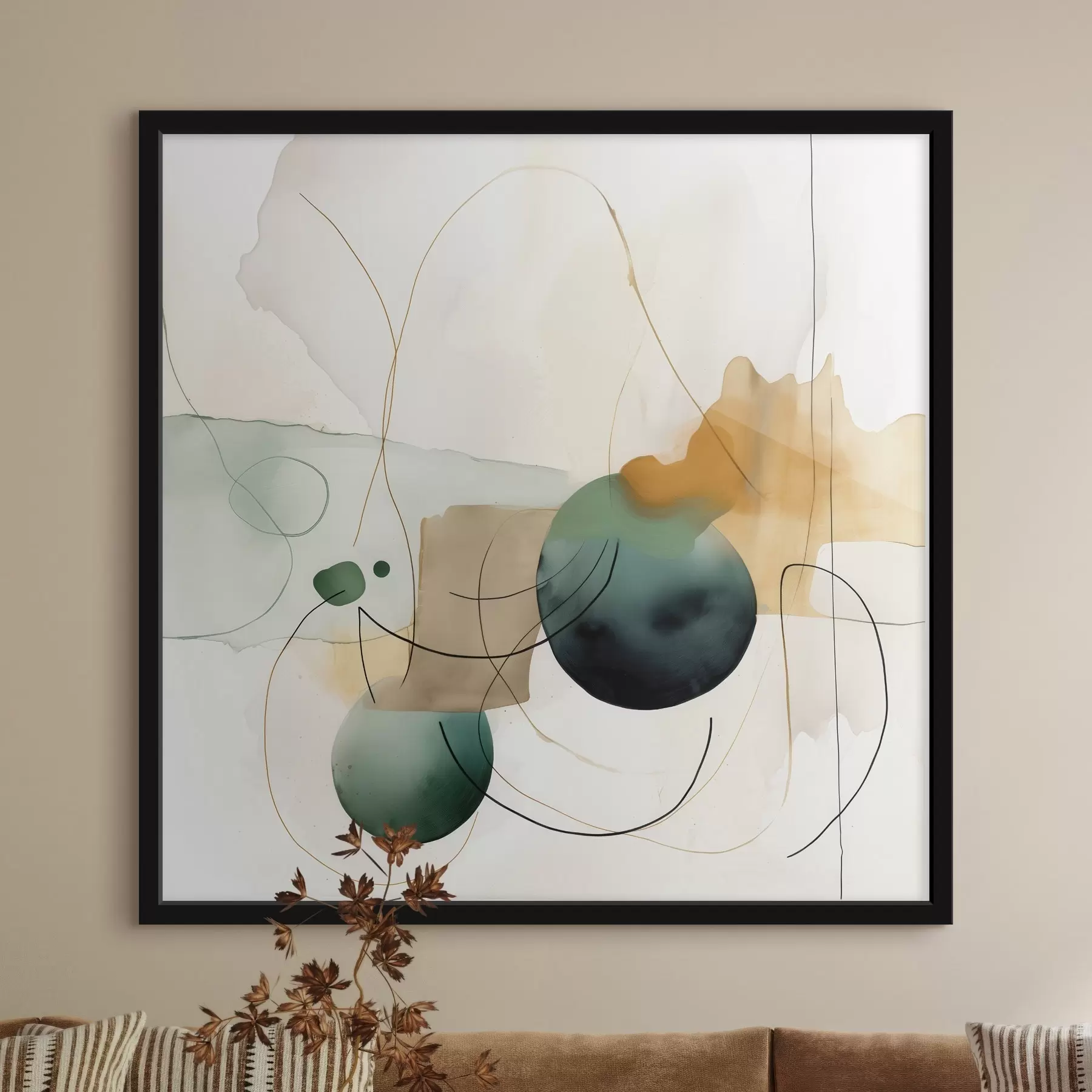 Fototapetes Noapaļotu siluetu ritms modernā akvareļu stilā f46648